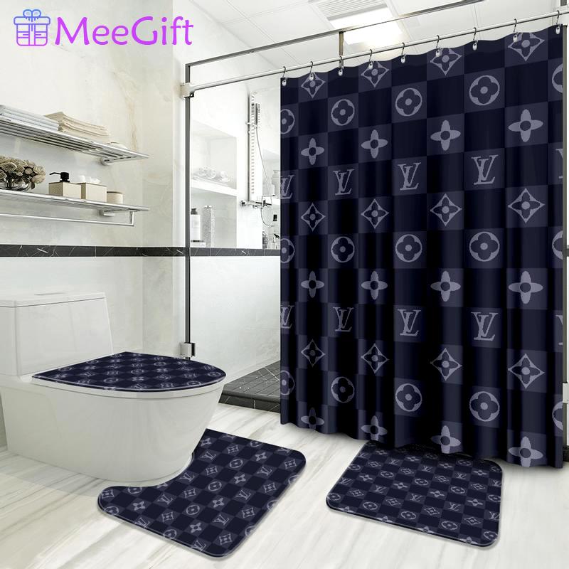 Louis vuitton caro blue fashion logo luxury brand bathroom set home decor Bathroom Set