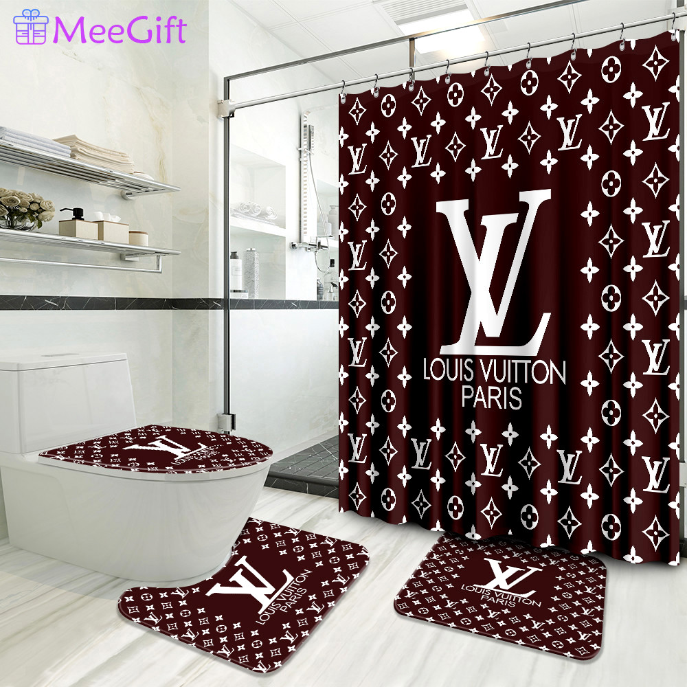 Louis vuitton dark red bathroom set home decor hypebeast luxury fashion brand bath mat Bathroom Set