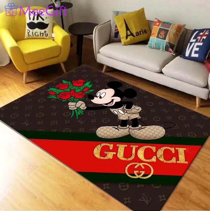 Louis vuitton gucci mickey logo type 3. Upgrade Your Living Room with Luxury Home Decor: Area Carpets, Floor Decor, Door Mats, and Hot Gift Items with style a High-End Fashion Brand Rectangle Rug