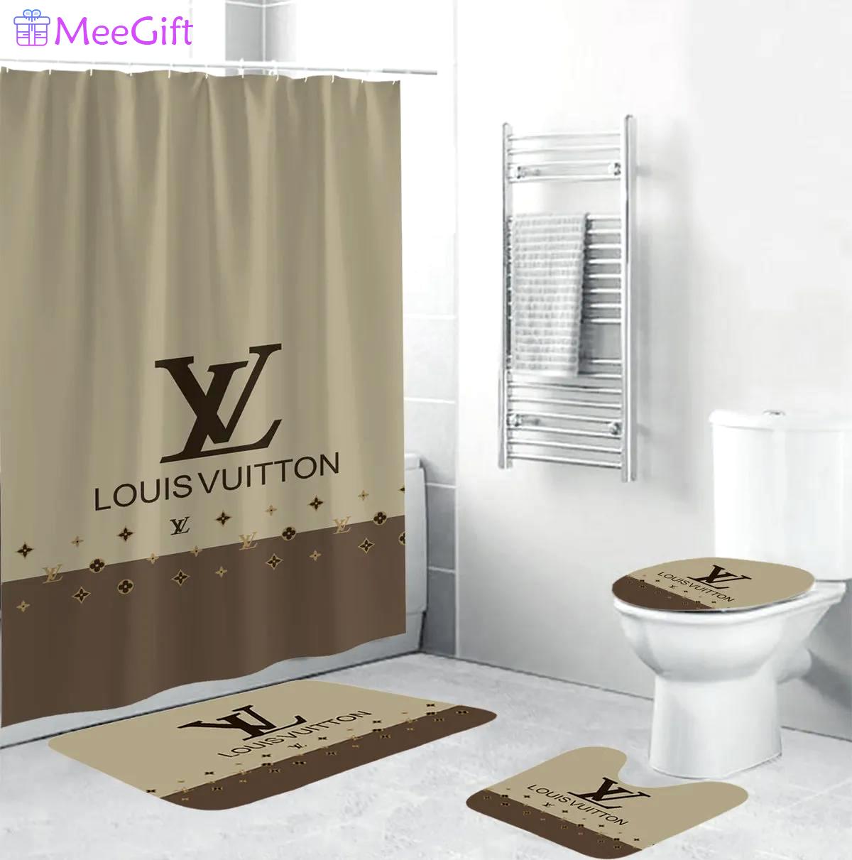 Louis vuitton light grey home decor luxury fashion brand bathroom sets bath mat hypebeast Bathroom Set