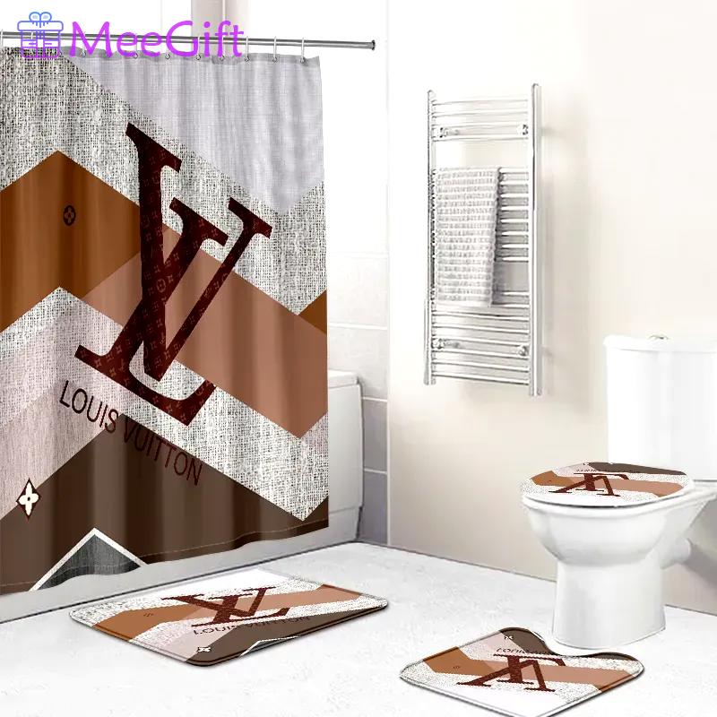 Louis vuitton logo type 1131 Bathroom Accessory Sets Hypebeast Bathroom Pedestal Rug Bath Mat Set Luxury Fashion Brand Home Decor Waterproof Shower Curtain Bathroom Sets Toilet Cover