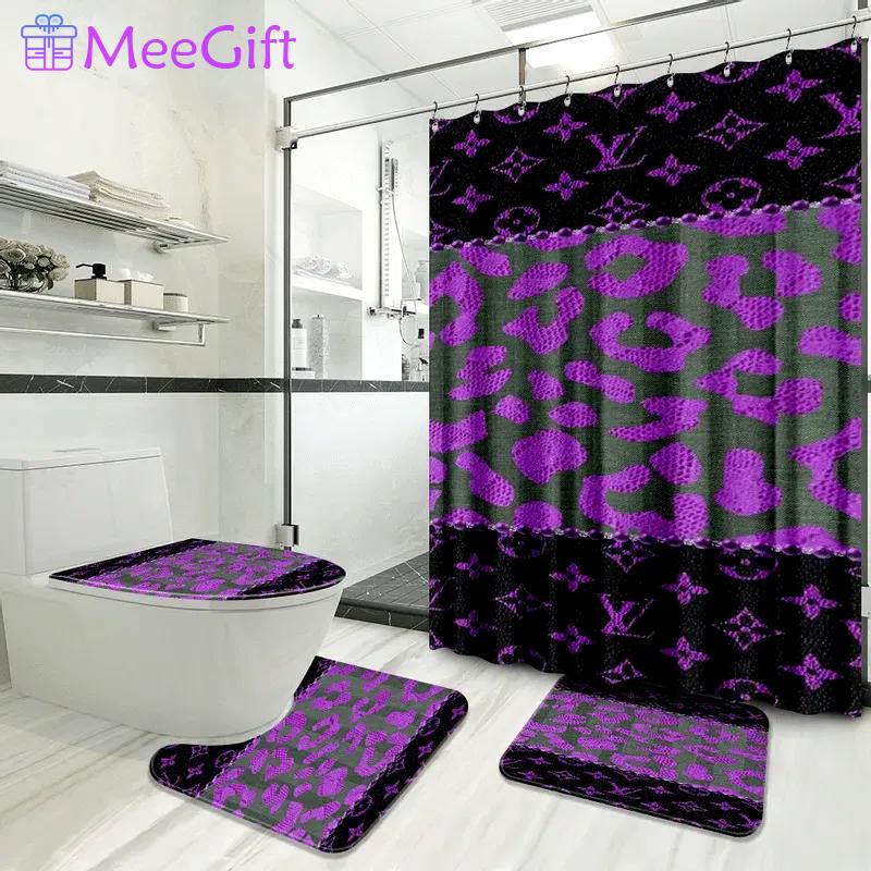 Louis vuitton logo type 1461 Bathroom Accessory Sets Pedestal Rug Home Decor Hypebeast Bathroom Toilet Cover Bathroom Sets Waterproof Shower Curtain Bath Mat Set Luxury Fashion Brand
