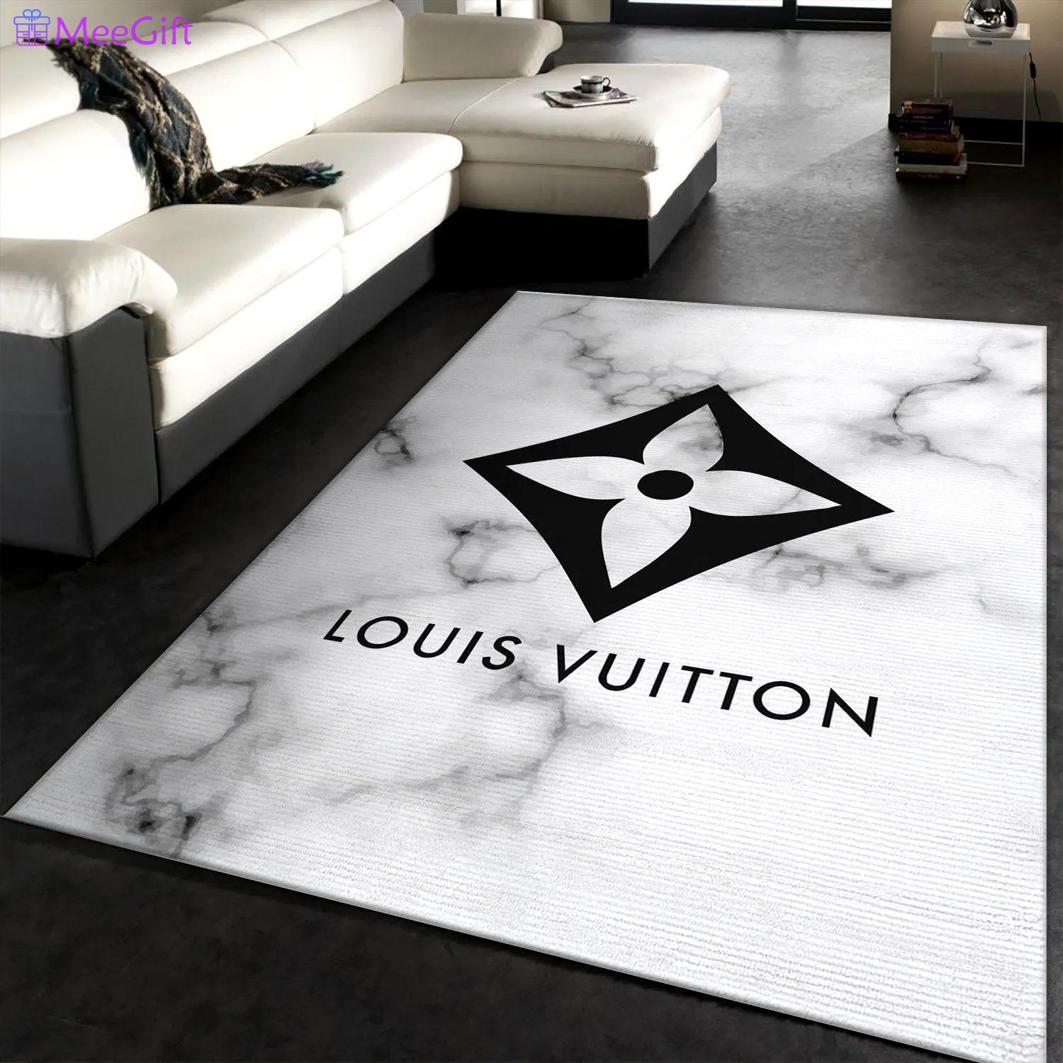 Louis vuitton logo type 156. Upgrade Your Living Room with Luxury Home Decor: Area Carpets, Floor Decor, Door Mats, and Hot Gift Items with style a High-End Fashion Brand Rectangle Rug