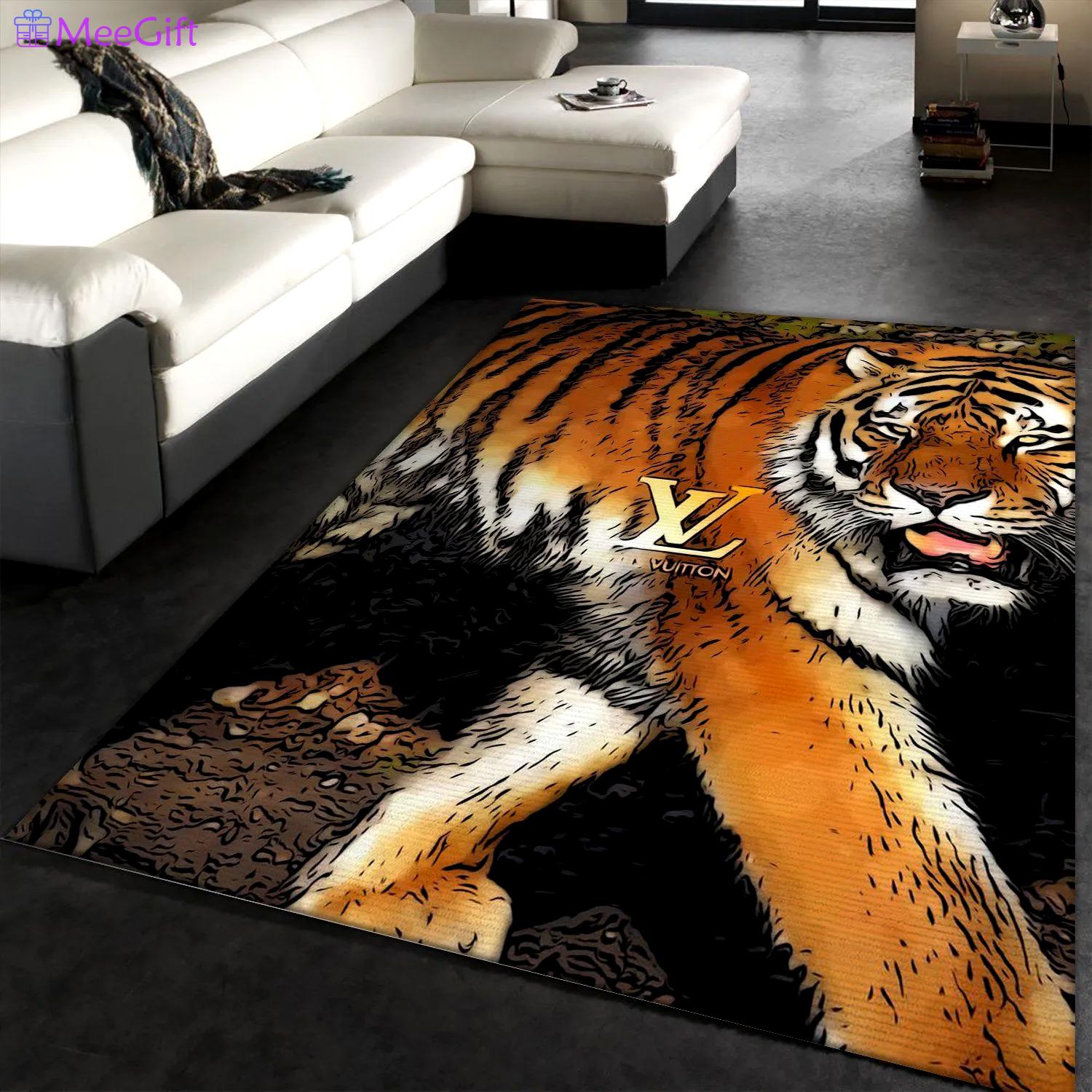 Louis vuitton logo type 161. Upgrade Your Living Room with Luxury Home Decor: Area Carpets, Floor Decor, Door Mats, and Hot Gift Items with style a High-End Fashion Brand Rectangle Rug