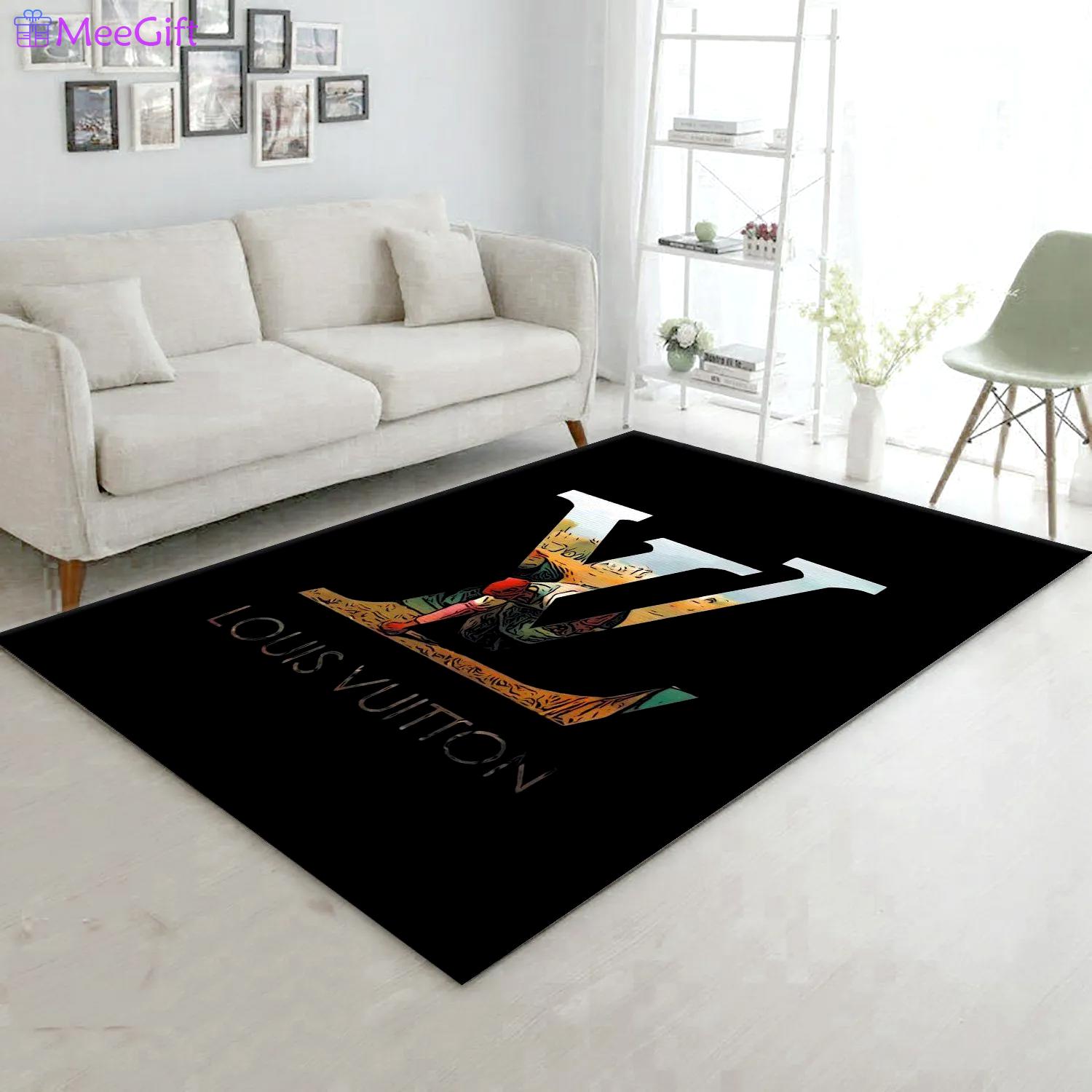 Louis vuitton logo type 772. Upgrade Your Living Room with Luxury Home Decor: Area Carpets, Floor Decor, Door Mats, and Hot Gift Items with style a High-End Fashion Brand Rectangle Rug