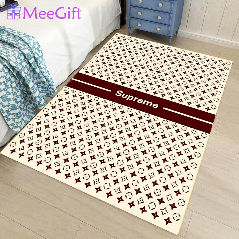 Louis vuitton lv beige logo type 888. Upgrade Your Living Room with Luxury Home Decor: Area Carpets, Floor Decor, Door Mats, and Hot Gift Items with style a High-End Fashion Brand Rectangle Rug