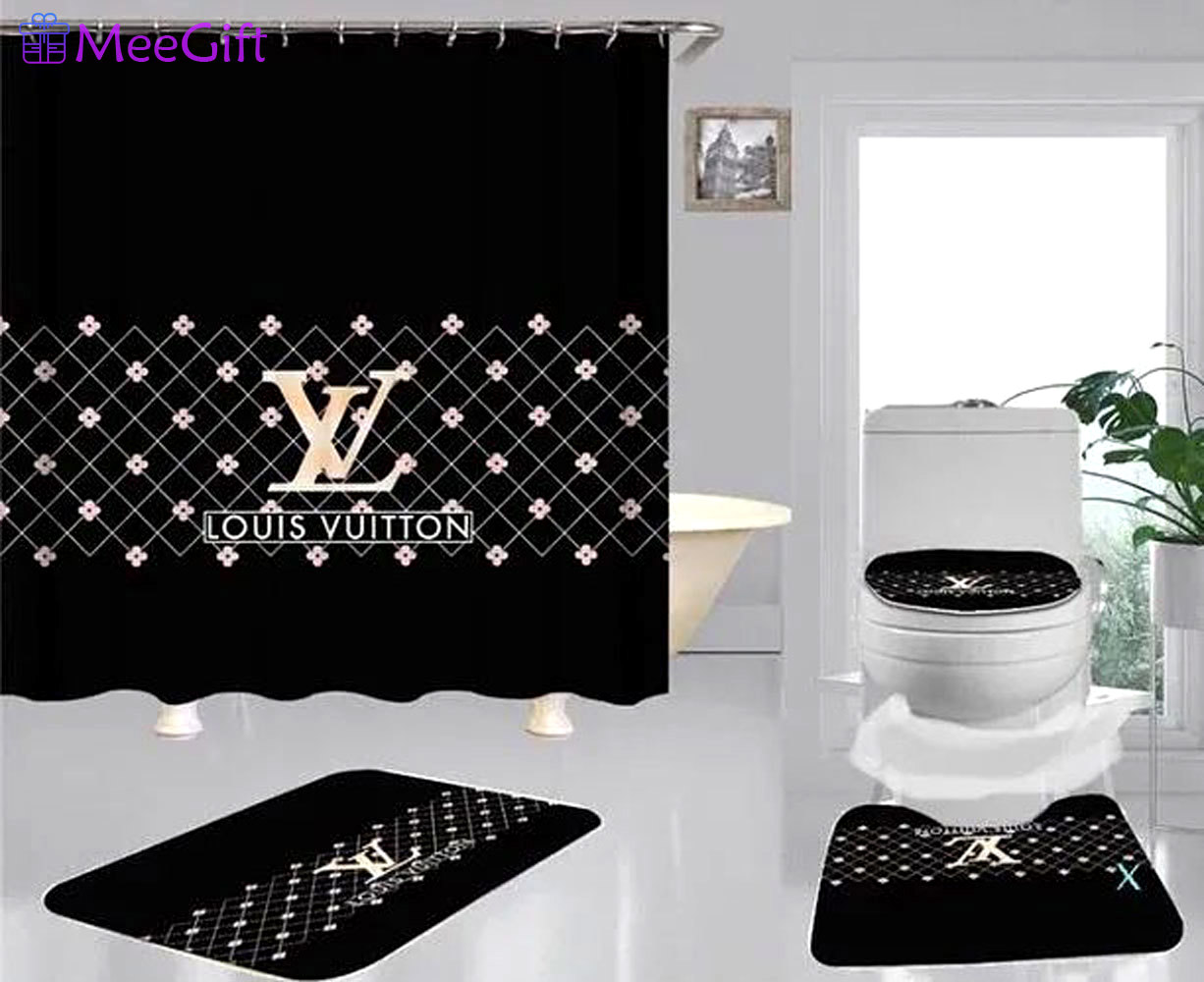 Louis vuitton lv black bathroom sets home decor hypebeast bath mat luxury fashion brand Bathroom Set