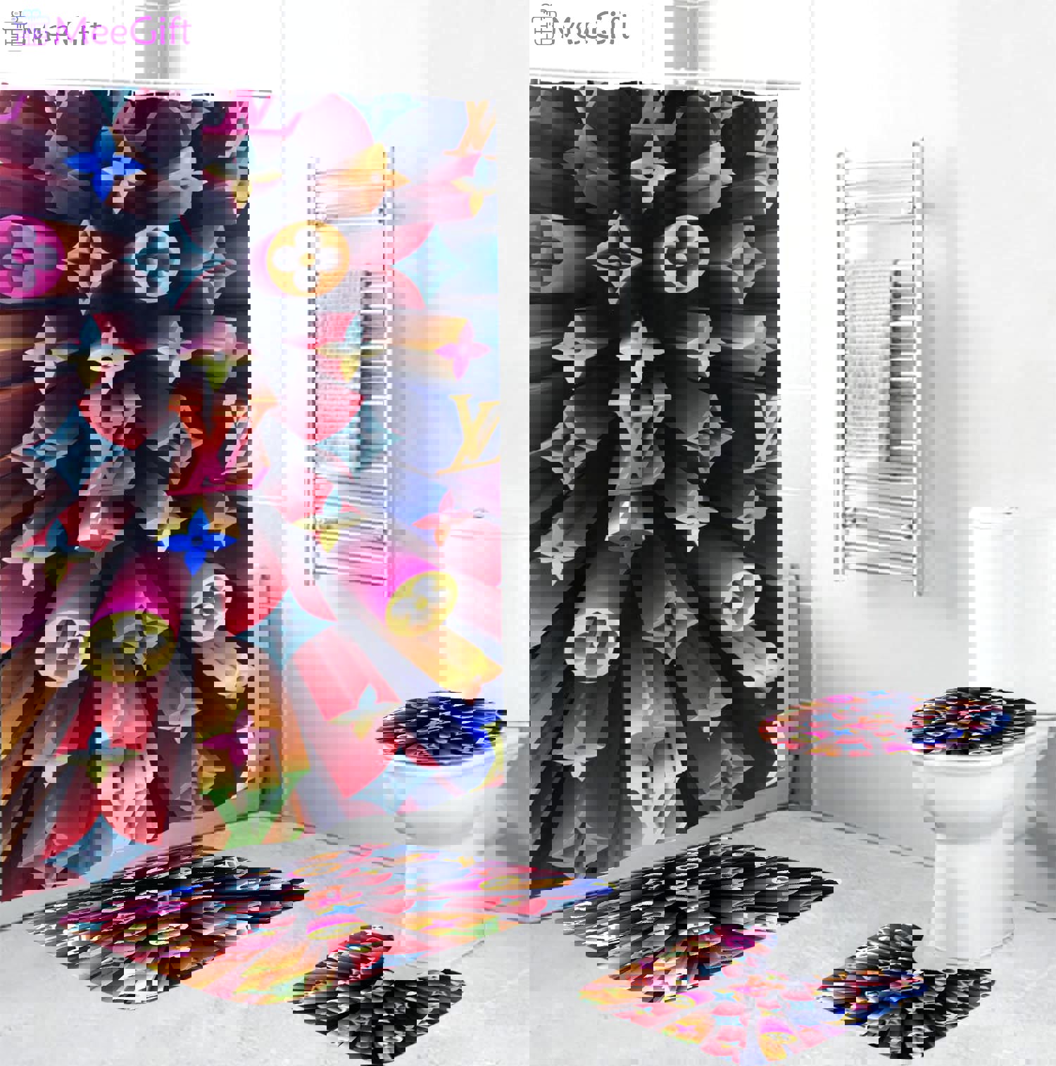 Louis vuitton lv colorful bath mat home decor luxury fashion brand bathroom sets hypebeast Bathroom Set