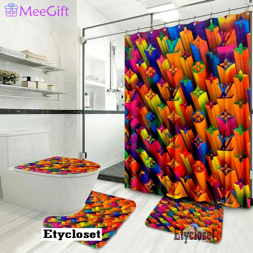 Louis vuitton lv colorful luxury fashion brand bathroom sets hypebeast bath mat home decor Bathroom Set