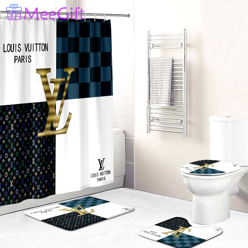 Louis vuitton lv golden bathroom sets home decor bath mat hypebeast luxury fashion brand Bathroom Set