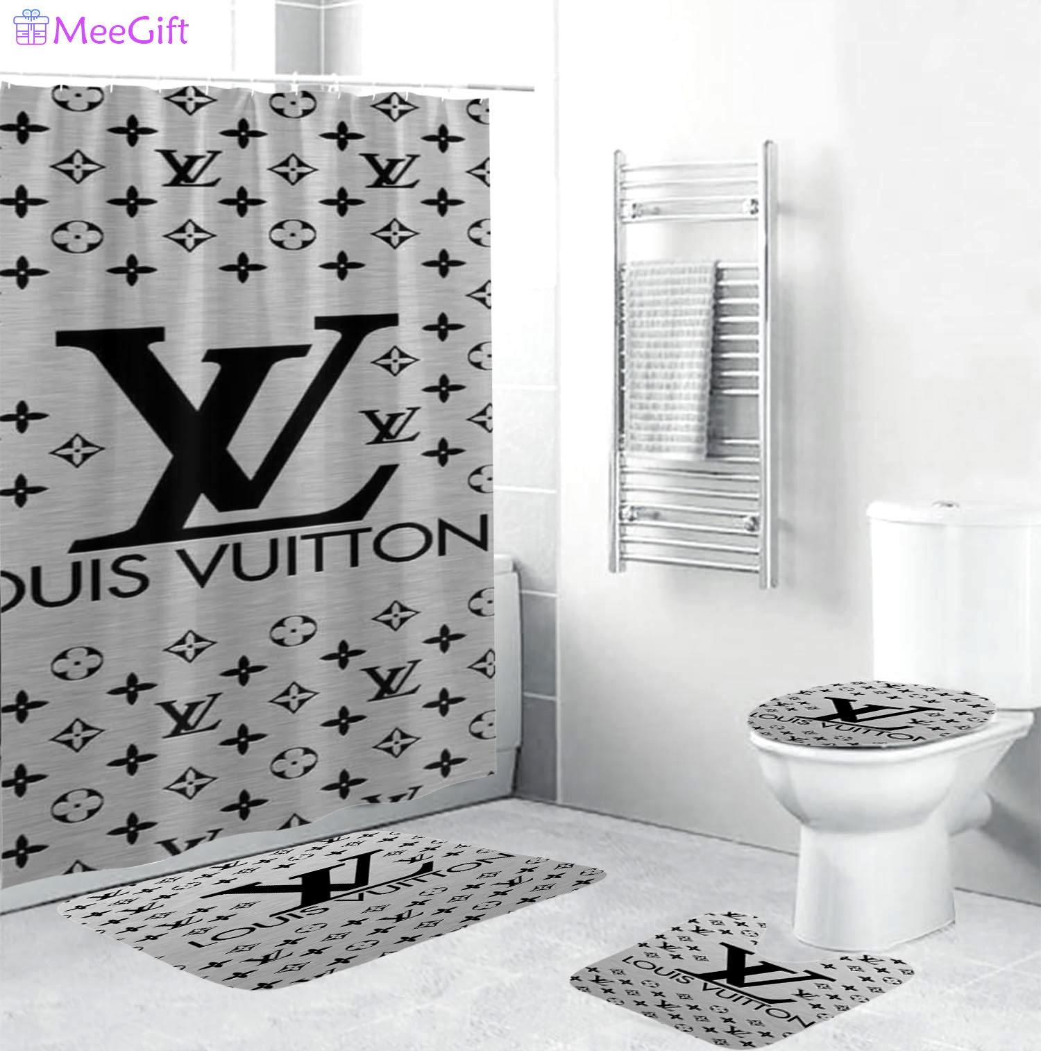 Louis vuitton lv grey bathroom sets bath mat home decor hypebeast luxury fashion brand Bathroom Set