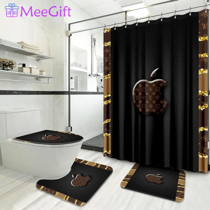 Louis vuitton lv louis vuitton apple french bathroom set hypebeast bath mat luxury fashion brand home decor Bathroom Set