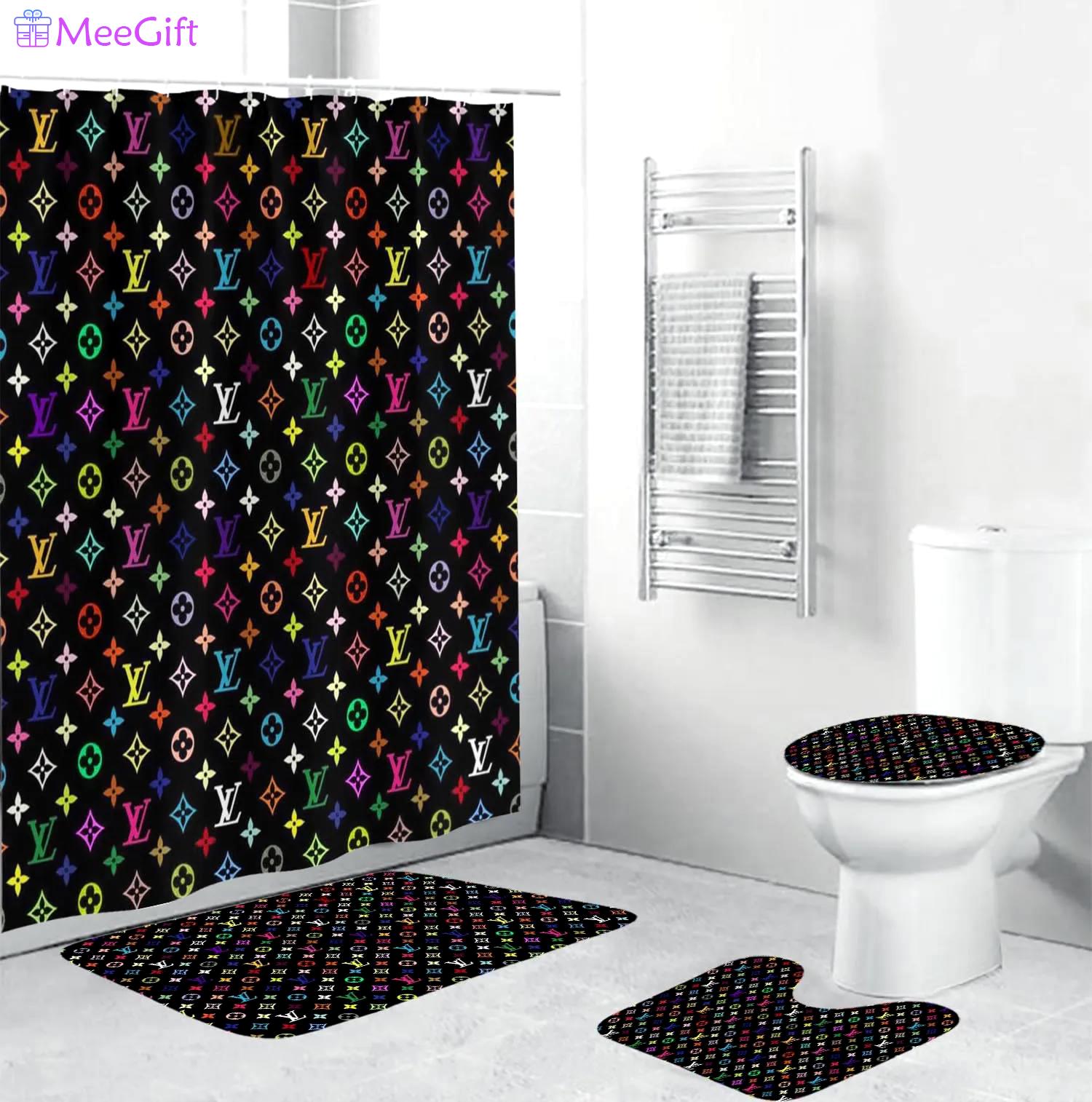 Louis vuitton lv louis vuitton colorful monogram home decor bath mat bathroom sets hypebeast luxury fashion brand Bathroom Set