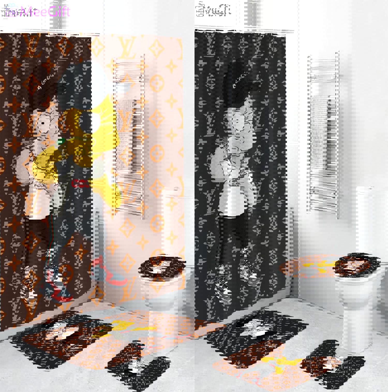 Louis vuitton lv the simpsons bathroom sets bath mat luxury fashion brand home decor hypebeast Bathroom Set