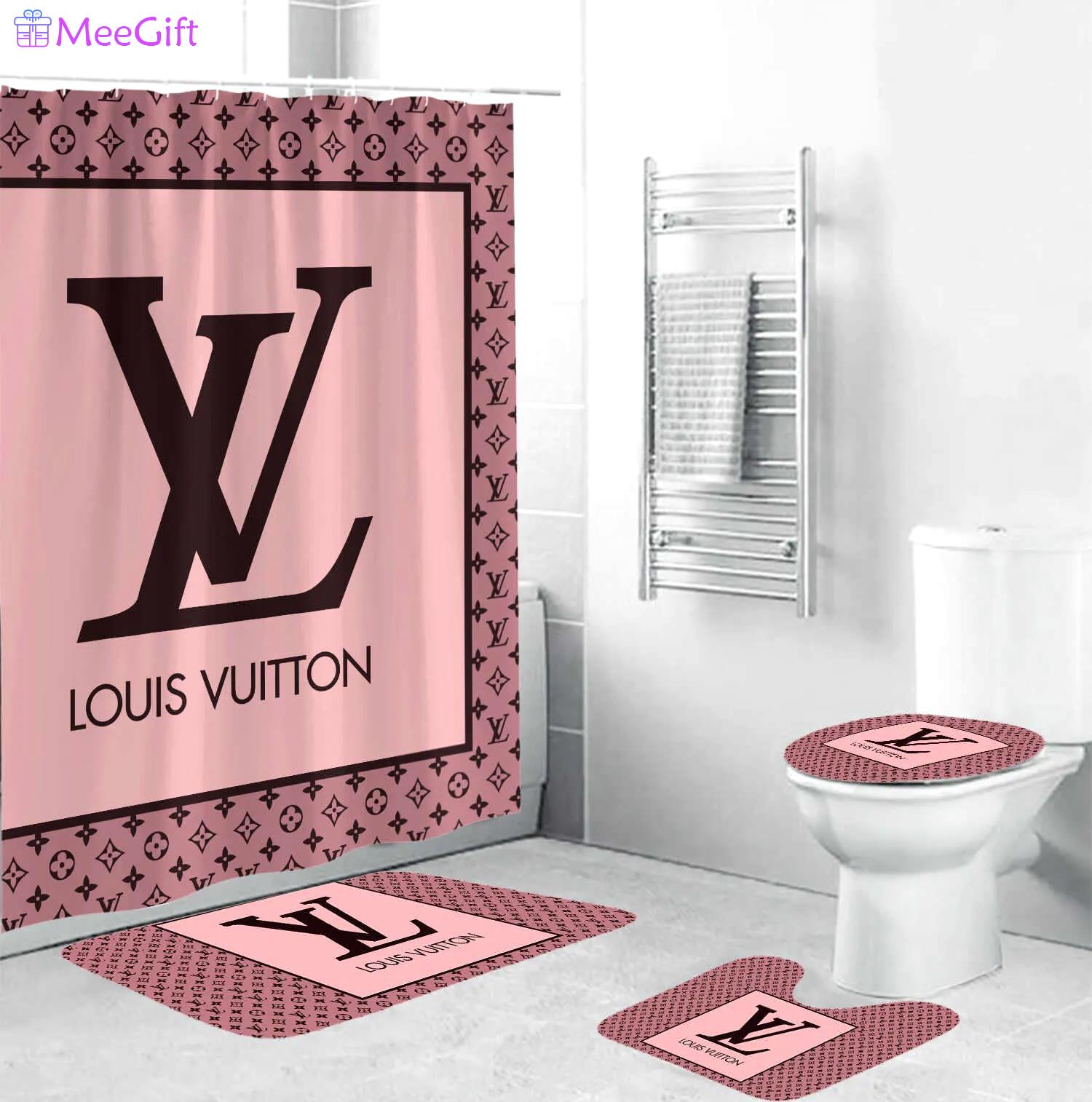 Louis vuitton pink fashion luxury brand premium bathroom set home decor Bathroom Set