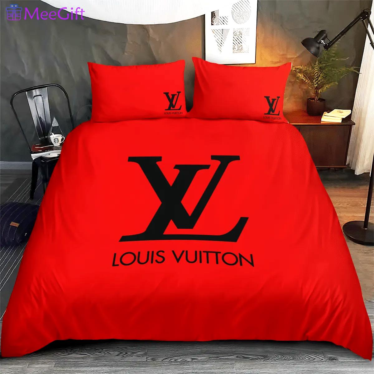 Louis vuitton red louis vuitton lv logo type 1815 Bedding Sets premium fashion brand blankets hyperbeast Bedroom bedclothes duvet covers bedspread bed linen sheets luxury ideas home decor