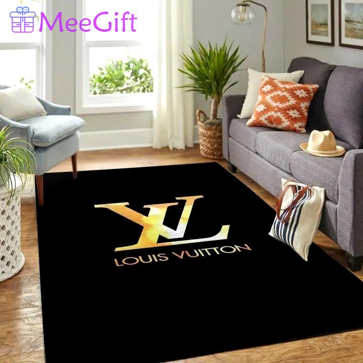 Louis vuitton yellow logo type 667. Upgrade Your Living Room with Luxury Home Decor: Area Carpets, Floor Decor, Door Mats, and Hot Gift Items with style a High-End Fashion Brand Rectangle Rug