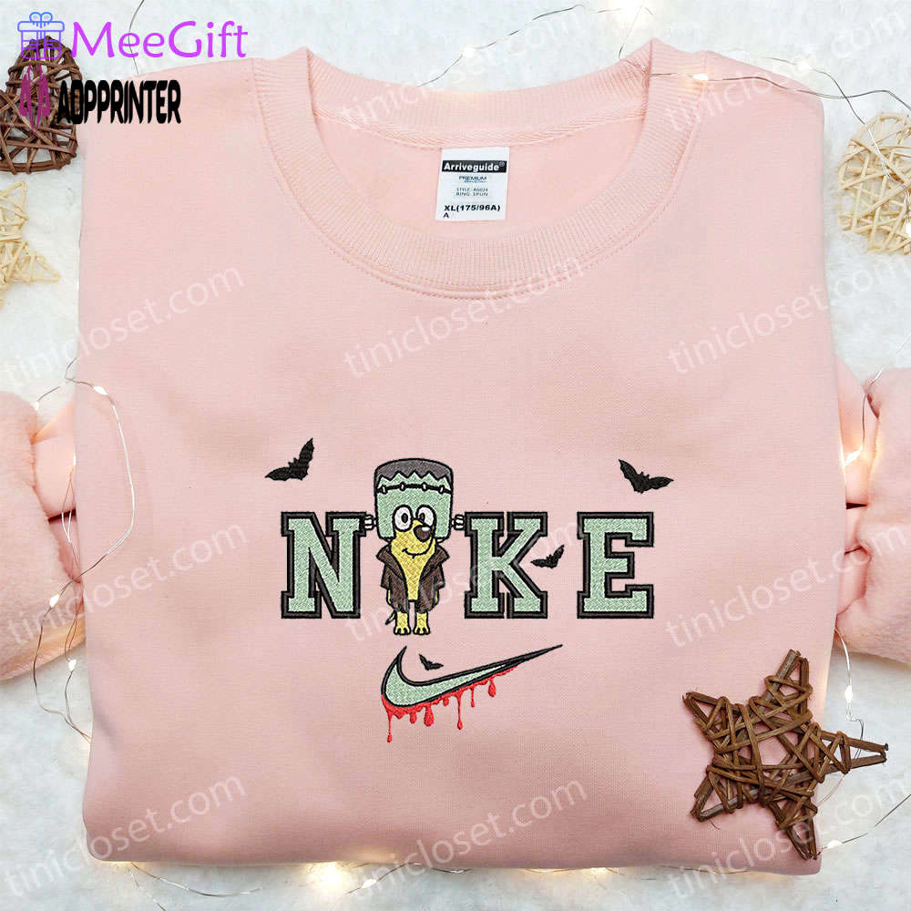 Lucky halloween x nike embroidered hoodie & bluey disney shirt: unique nike inspired embroidered shirts Embroidered Shirt