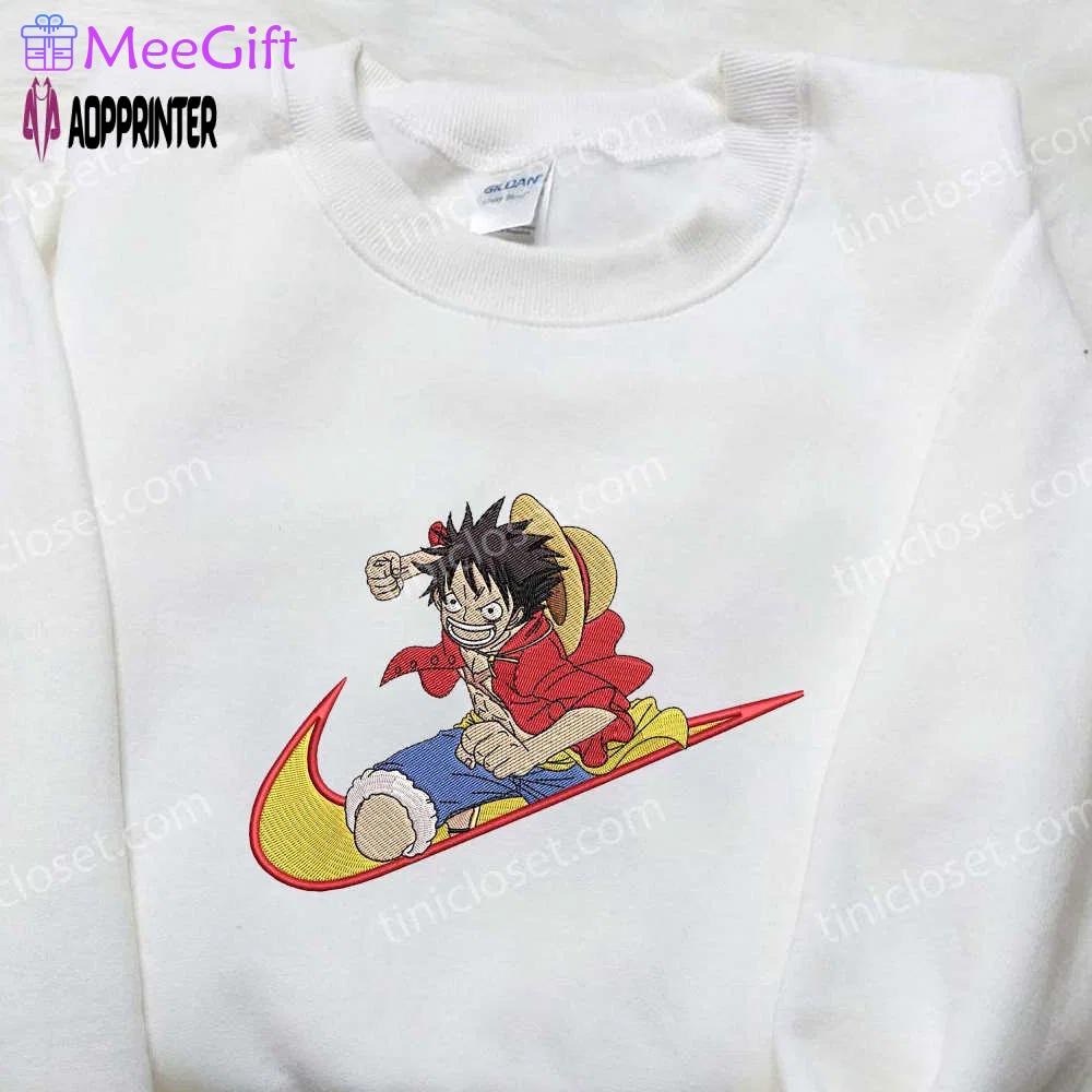Luffy nike embroidered shirt: one piece x anime collaboration Embroidered Shirt