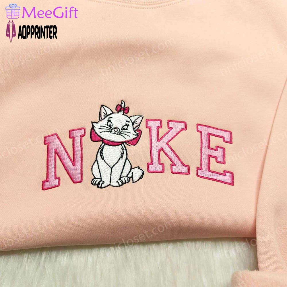 Marie cat nike embroidered sweatshirt – disneyland family shirts & nike inspired hoodie Embroidered Shirt