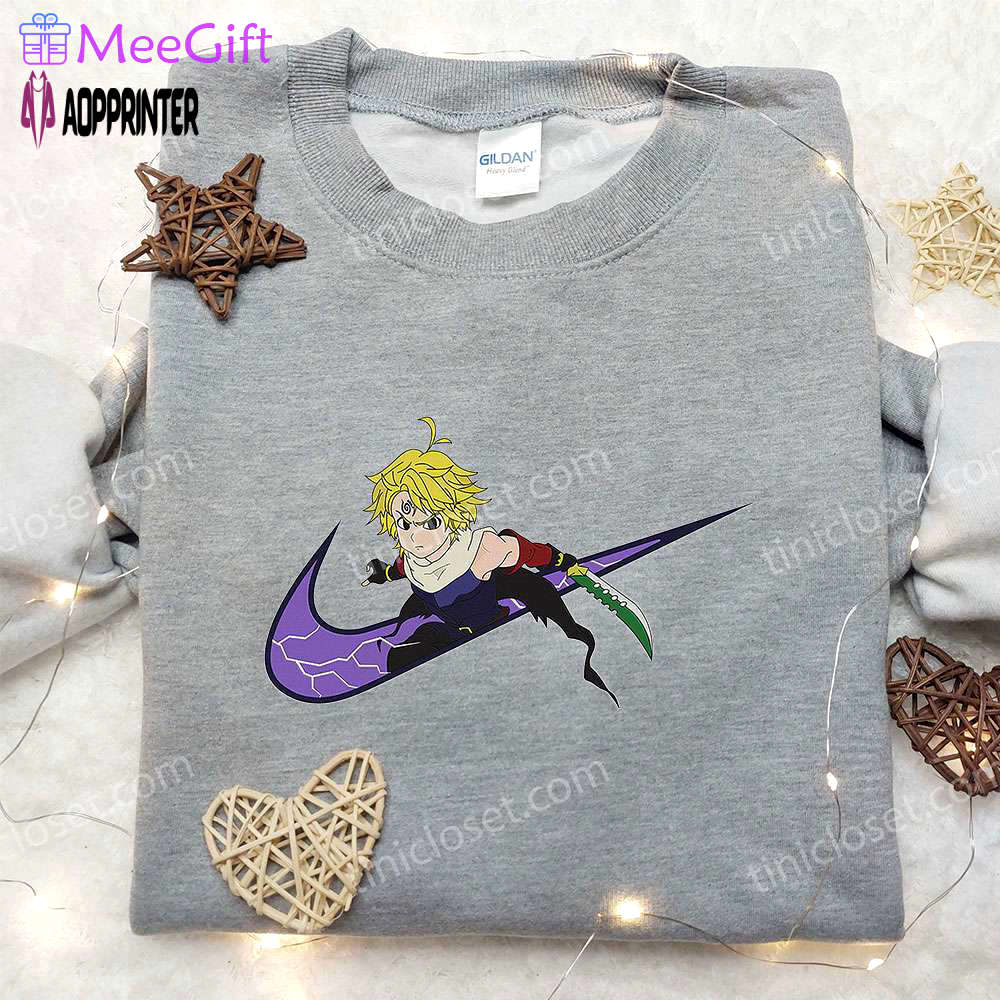 Meliodas x nike swoosh anime hoodie & embroidered shirt: seven deadly sins & nike inspired designs Embroidered Shirt