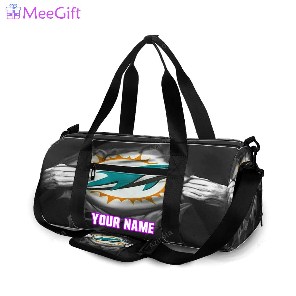 Miami dolphins art 5 personalized name travel bag gym bag 1520 Travel Bag