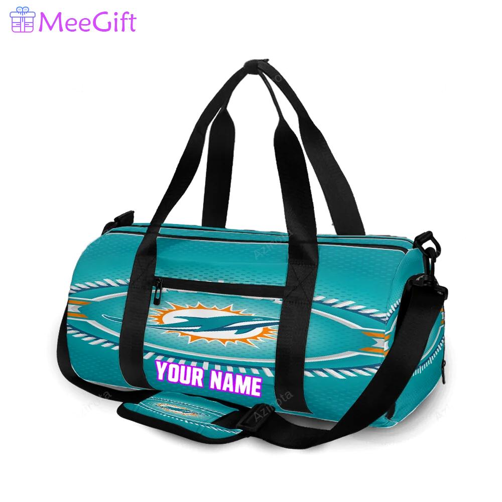 Miami dolphins logo art illustration personalized name travel bag gym bag 917 Travel Bag