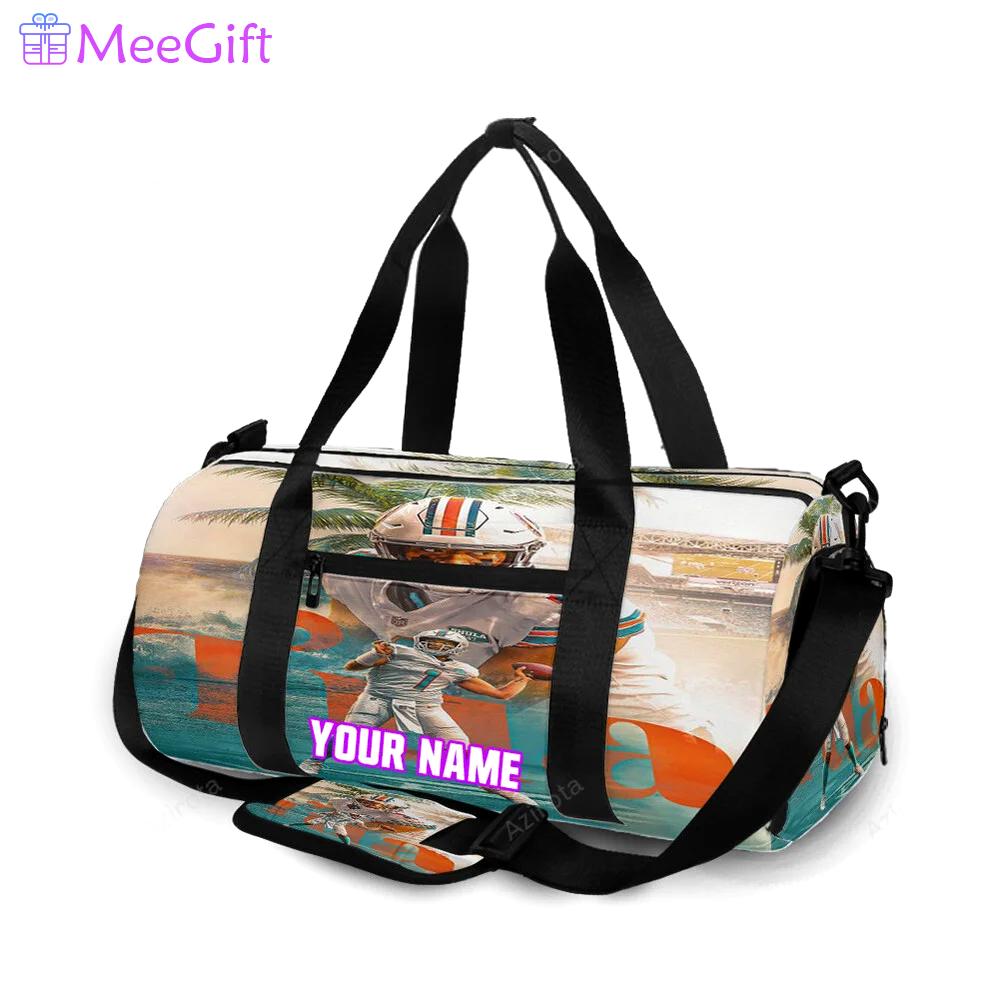 Miami dolphins tua tagovailoa2 personalized name travel bag gym bag 829 Travel Bag