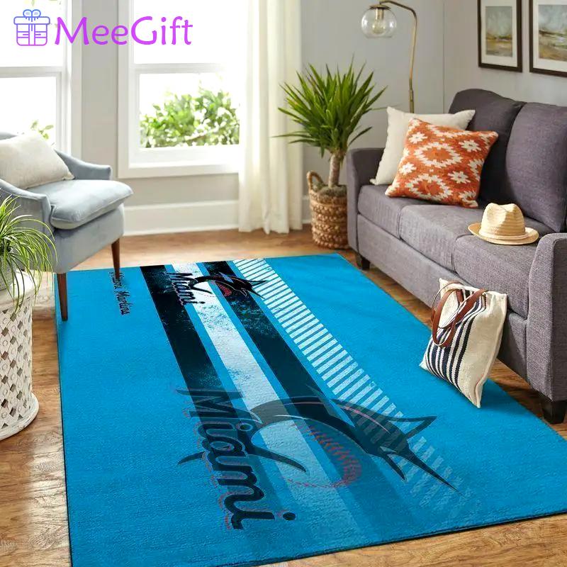 Miami marlins area rug mlb team logo carpet living room rugs carpet v3668 Rectangle Rug