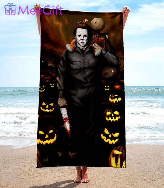 Michael myers soft cotton bath large beach towel hot 2023 item fashion halloween Beach Towel