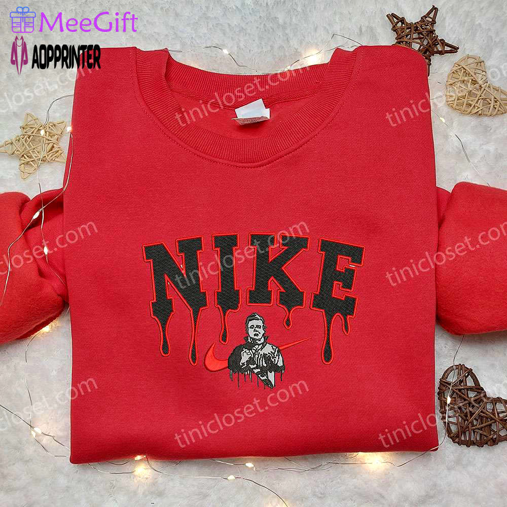 Michael myers x nike embroidered sweatshirt: halloween shirt nike inspired Embroidered Shirt