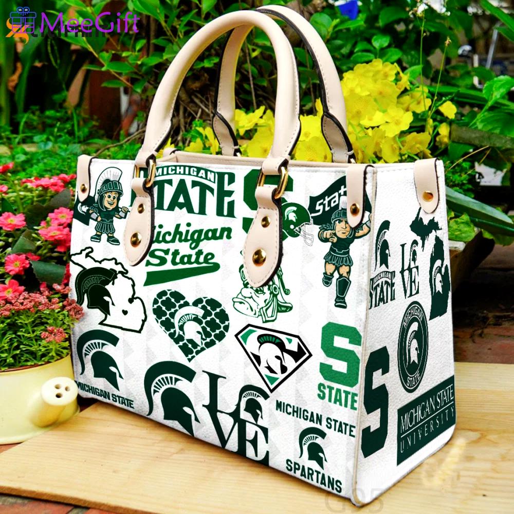 Michigan state spartans leather bag for women gift 1833 Women Leather Hand Bag
