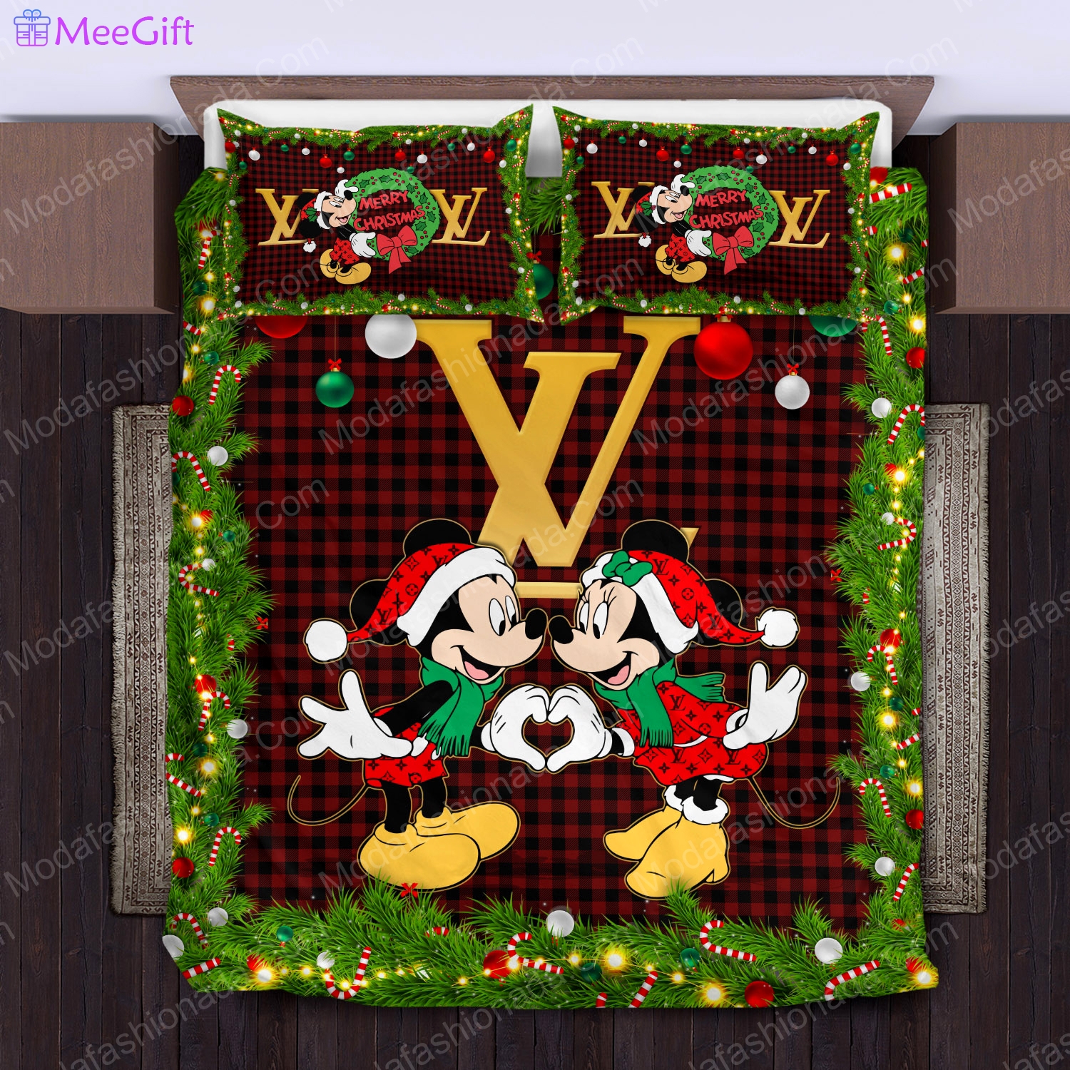 mickey and minnie louis vuitton lv logo type 2180 Bedding Sets blankets luxury ideas bed linen duvet sheets bedspread hyperbeast Bedroom premium fashion brand covers home decor bedclothes