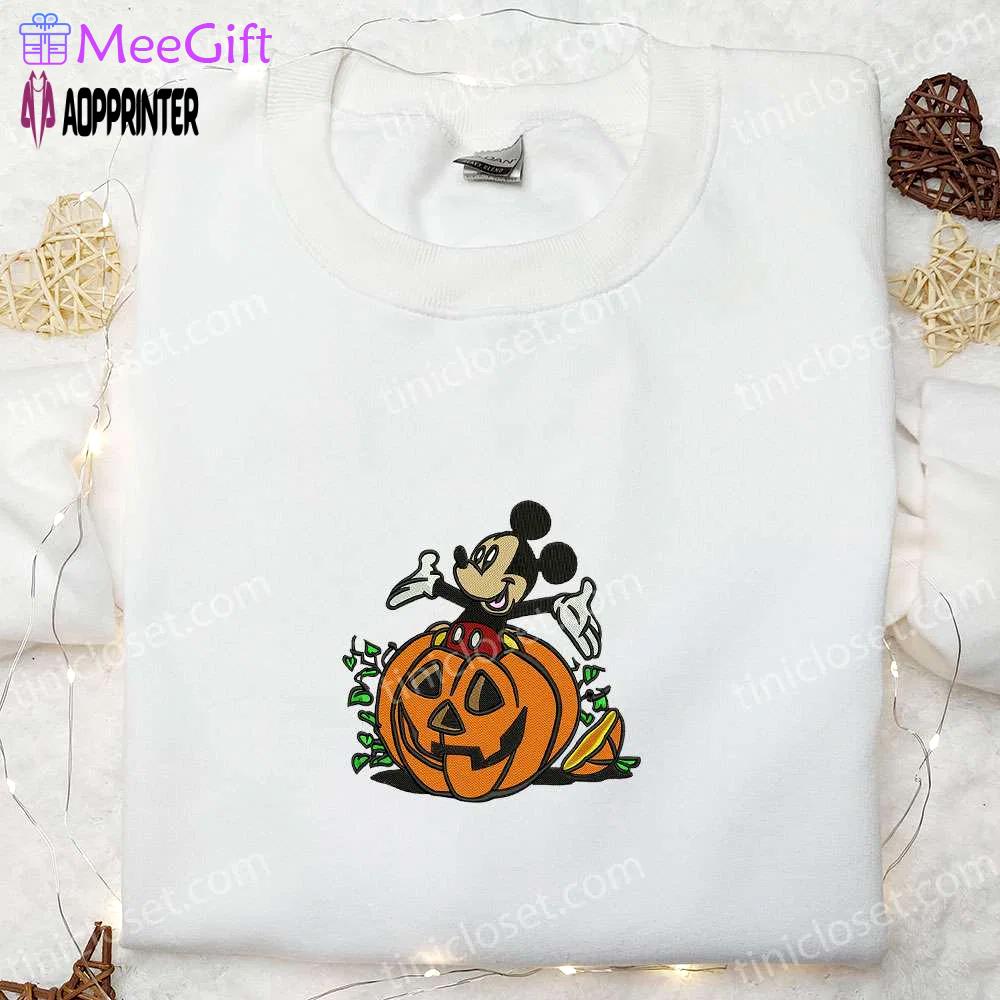 Mickey halloween pumpkin embroidered shirt disney s best halloween gift for family Embroidered Shirt