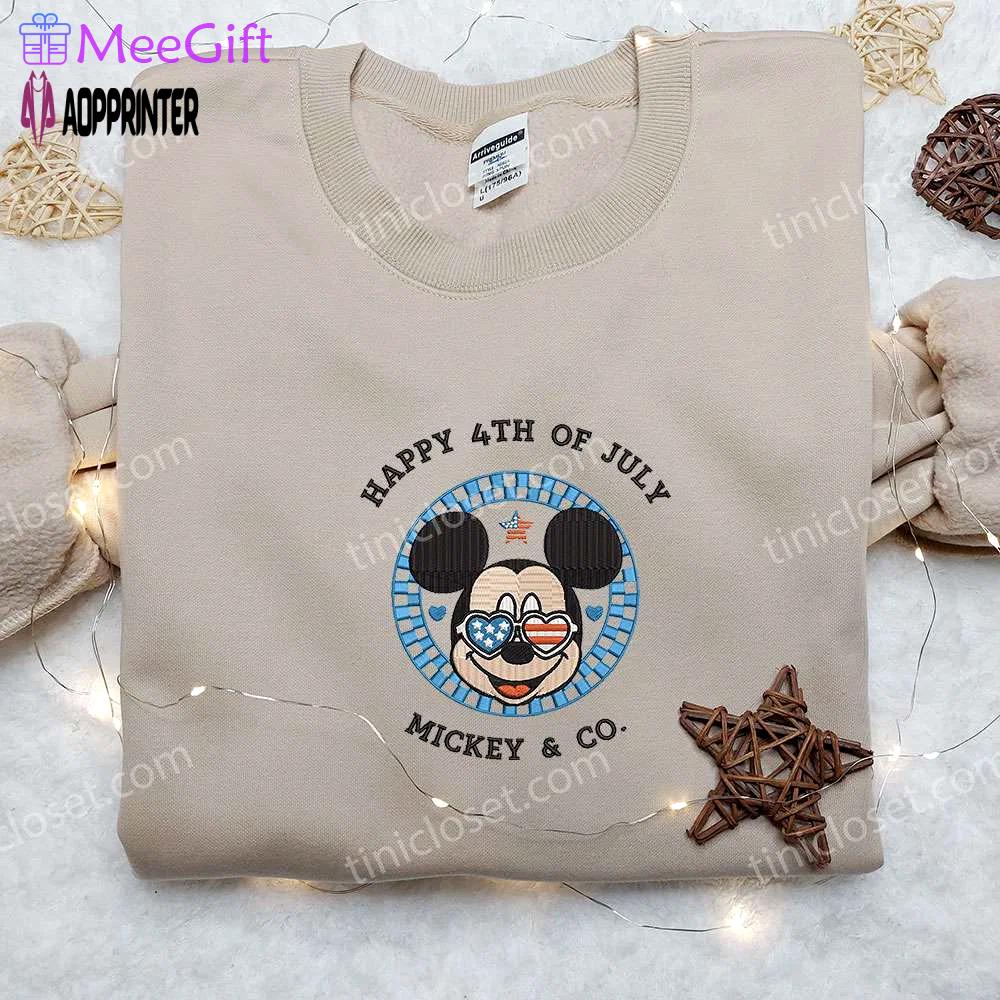 Mickey mouse 4th of july shirt: disney embroidered & national day gifts Embroidered Shirt