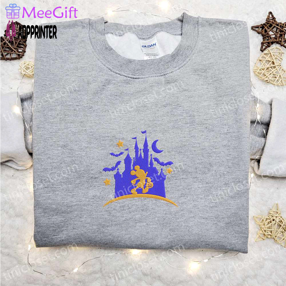 Mickey mouse castle hoodie & disney character halloween t-shirt: best gift ideas for family Embroidered Shirt