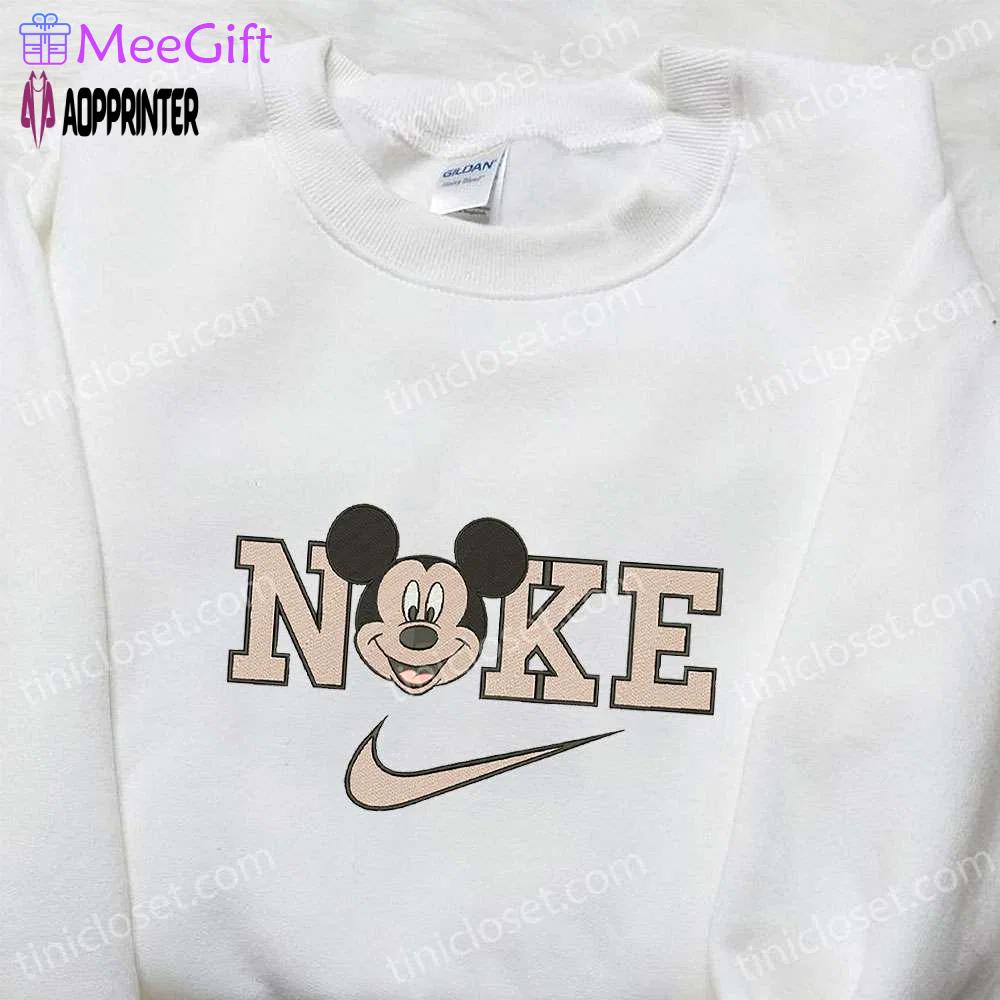 Mickey mouse x nike cartoon embroidered hoodie & shirt: best birthday gift ideas Embroidered Shirt
