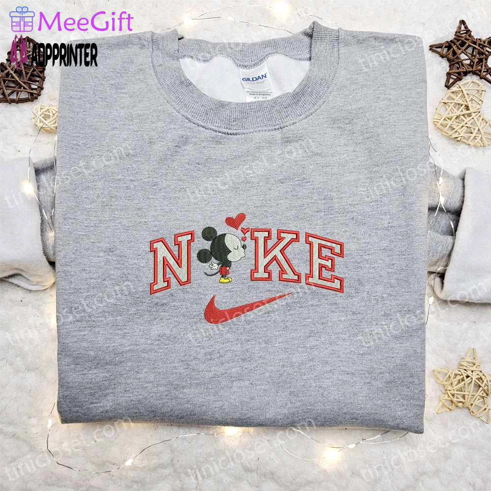 Mickey mouse x nike cartoon embroidered hoodie & shirt: best valentine s day gift ideas Embroidered Shirt