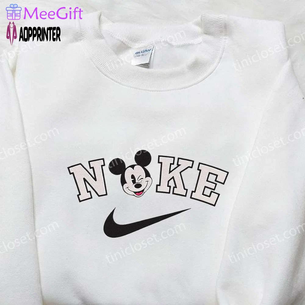 Mickey mouse x nike embroidered hoodie & shirt: disney-inspired nike apparel Embroidered Shirt