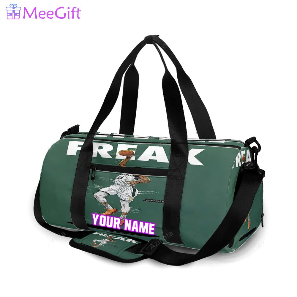Milwaukee bucks 34 giannis antetokounmpo v37 personalized name travel bag gym bag 1267 Travel Bag