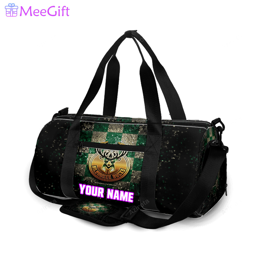 Milwaukee bucks emblem v16 personalized name travel bag gym bag 2054 Travel Bag