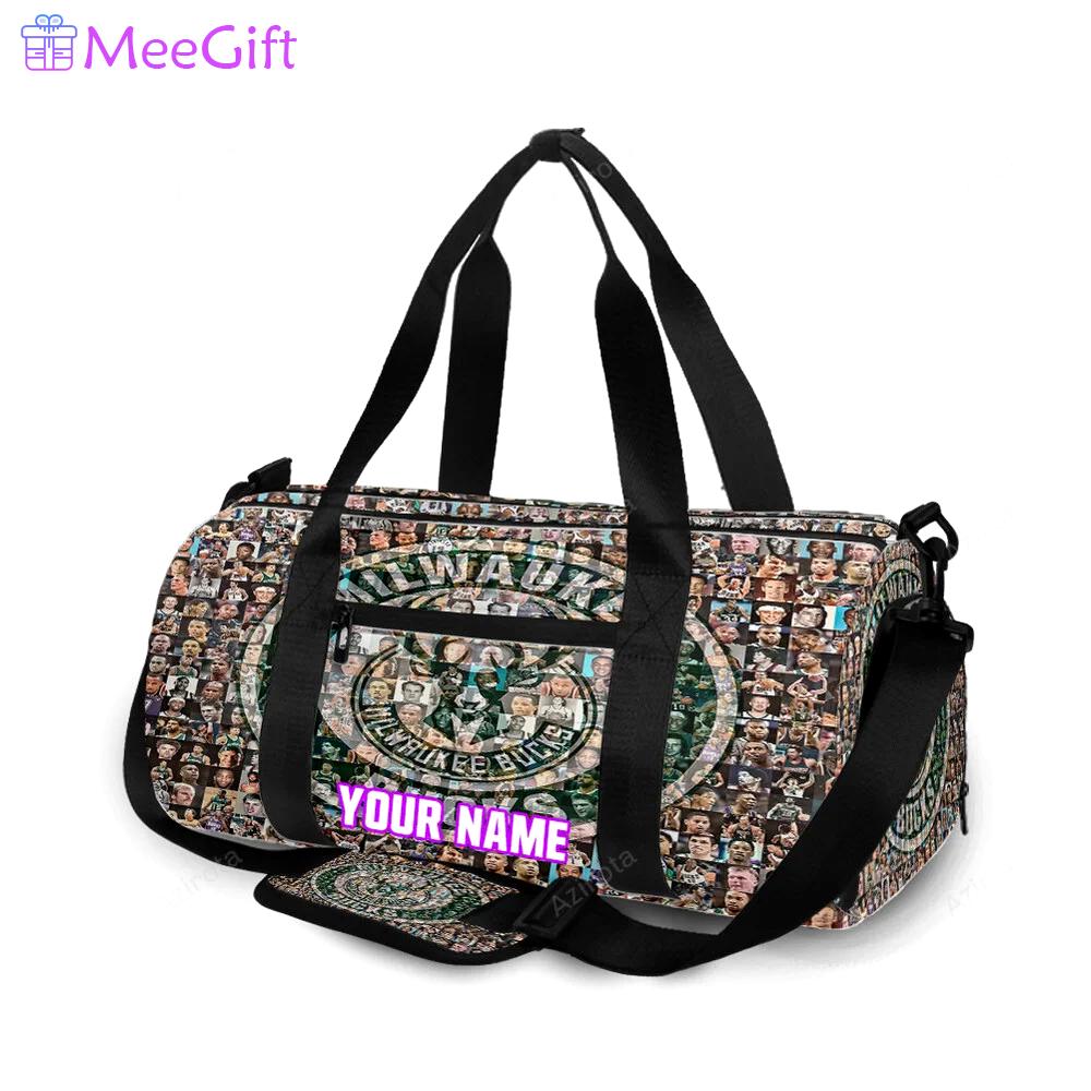 Milwaukee bucks emblem v40 personalized name travel bag gym bag 1164 Travel Bag