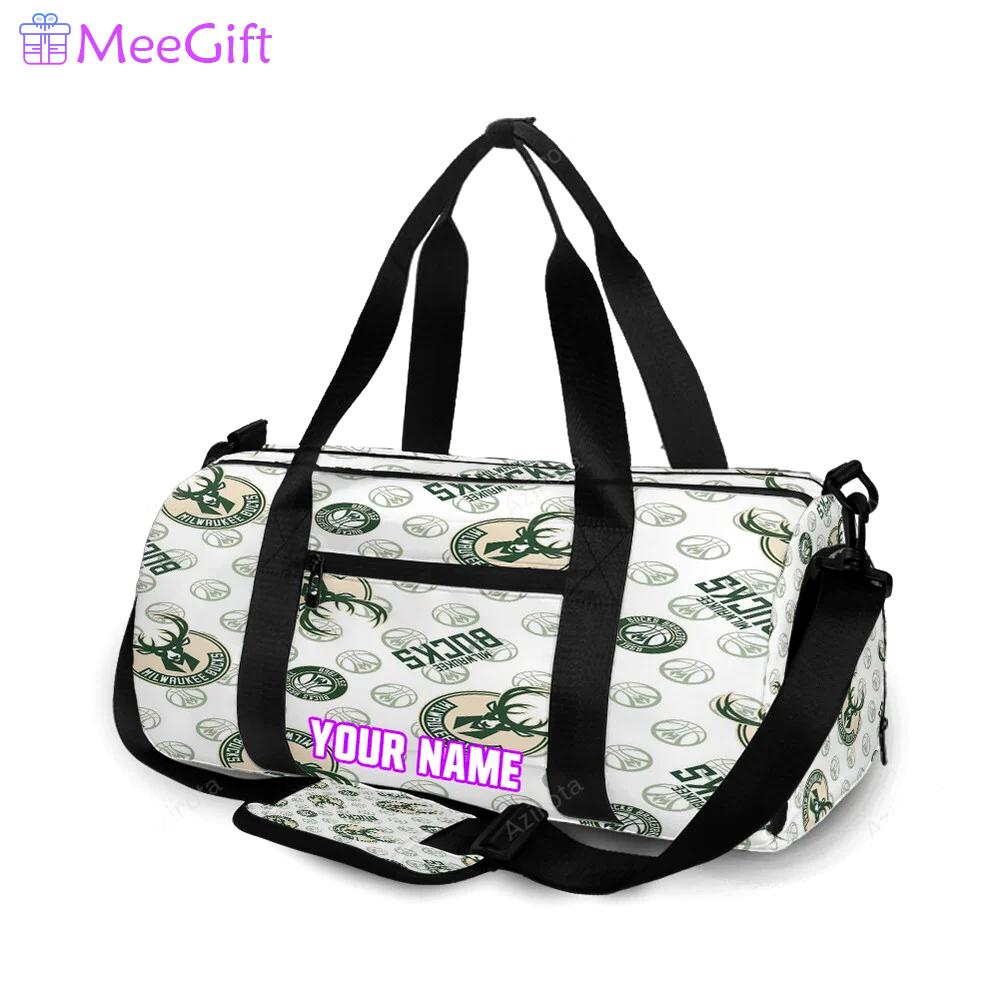 Milwaukee bucks emblem v42 personalized name travel bag gym bag 618 Travel Bag