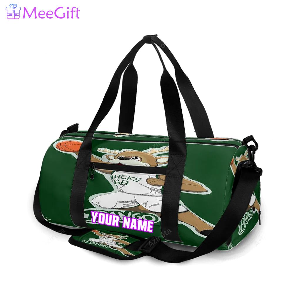 Milwaukee bucks mascot v45 personalized name travel bag gym bag 318 Travel Bag