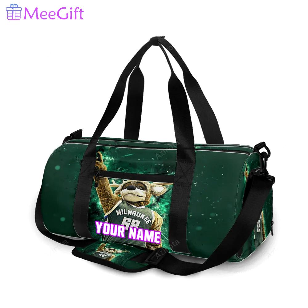Milwaukee bucks mascot v48 personalized name travel bag gym bag 1630 Travel Bag