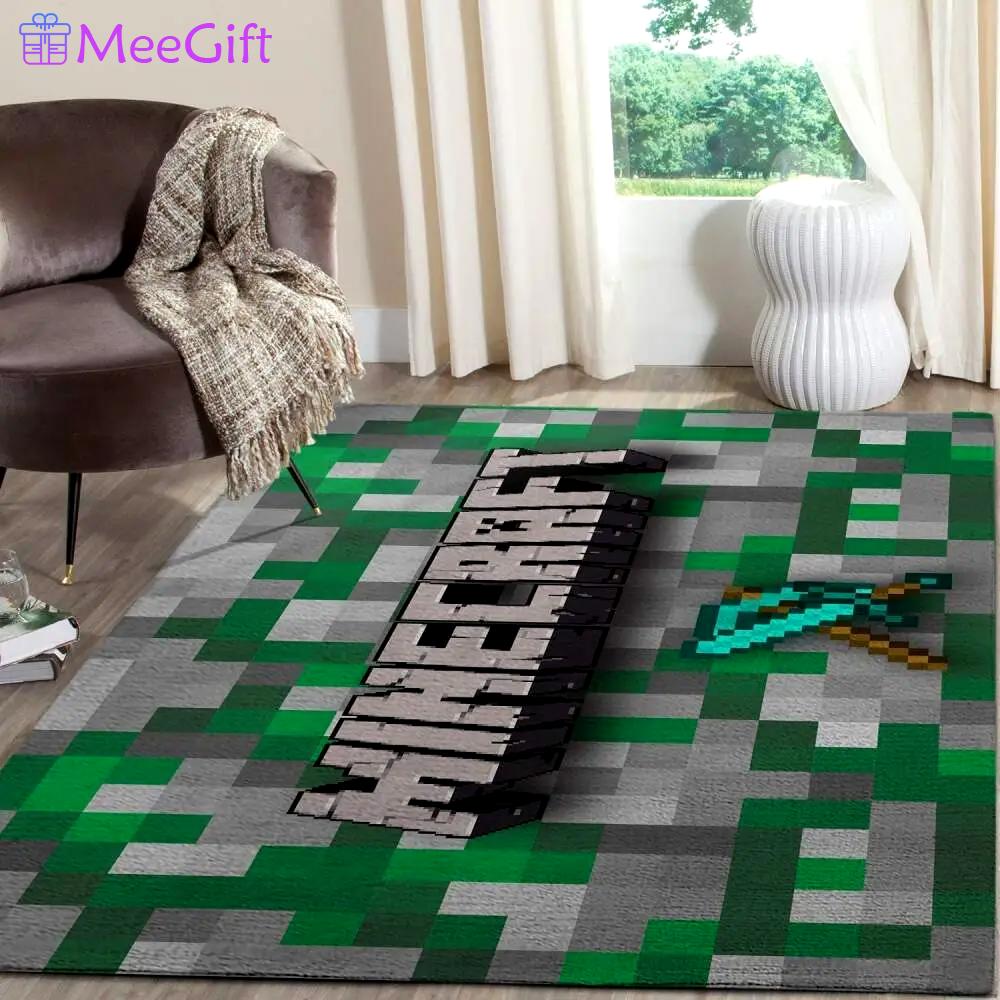 Minecraft area rug video game carpet gamer living room rugs rug regtangle carpet floor decor home decor v207 Rectangle Rug