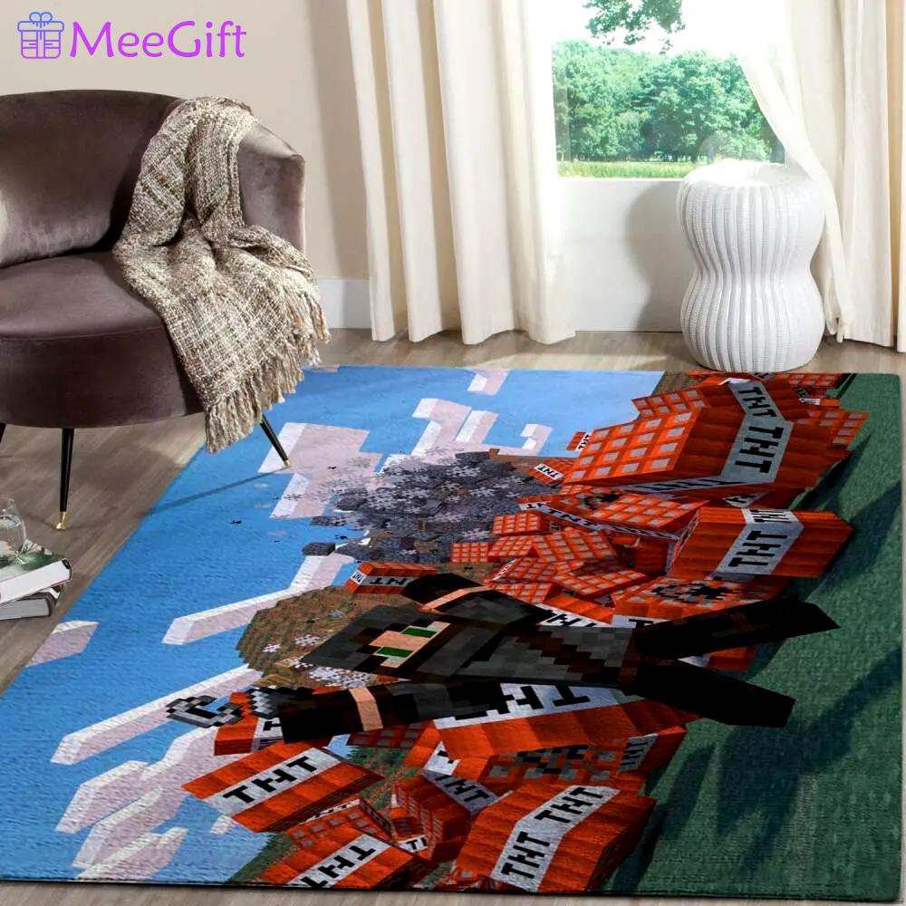 Minecraft area rug video game carpet gamer living room rugs rug regtangle carpet floor decor home decor v210 Rectangle Rug