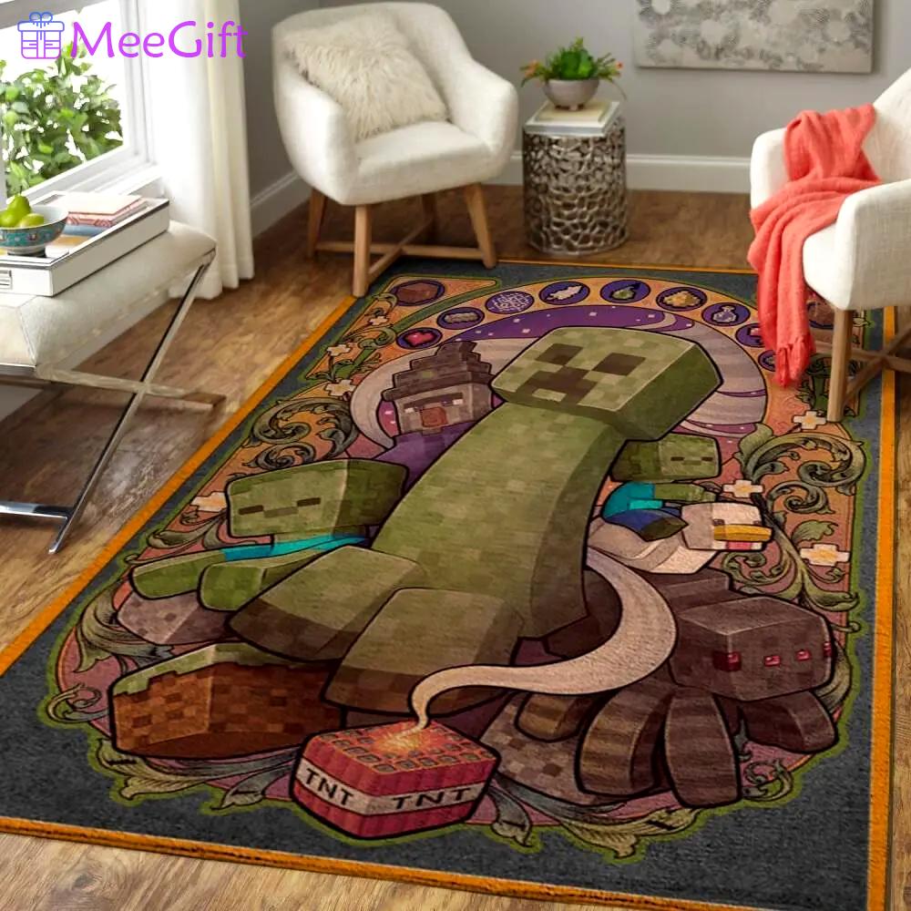 Minecraft area rug video game carpet gamer living room rugs rug regtangle carpet floor decor home decor v250 Rectangle Rug