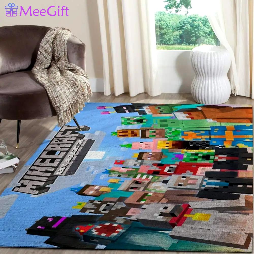Minecraft area rug video game carpet gamer living room rugs rug regtangle carpet floor decor home decor v264 Rectangle Rug
