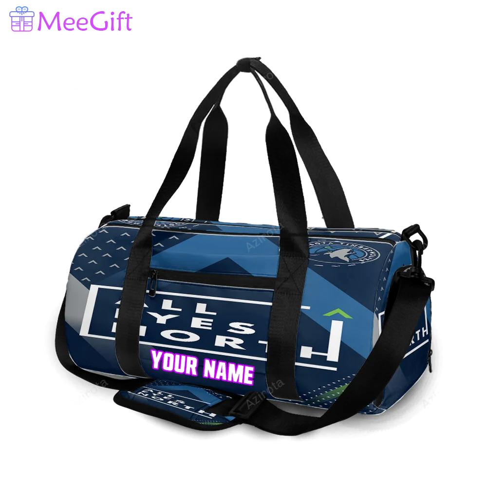 Minnesota timberwolves all eyes north v20 personalized name travel bag gym bag 1403 Travel Bag